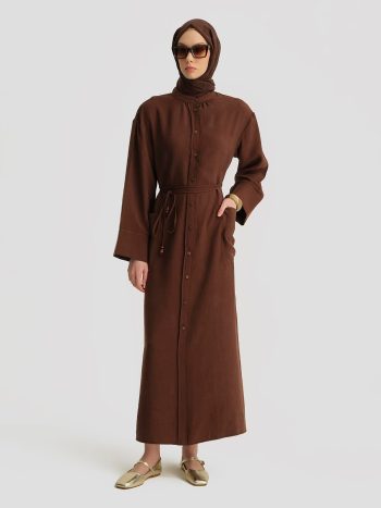 Modal Tie-Detail Coffee Dress