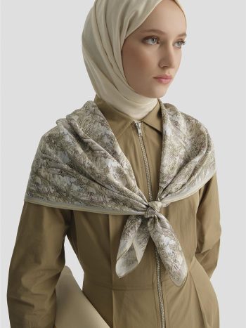 Khaki Fitted Dress with Zipper Detail