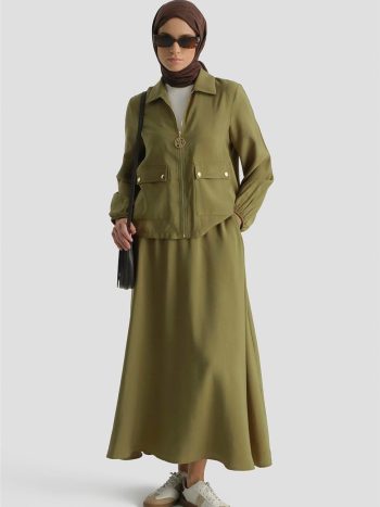 Armine Basic Ceketli Takım Yağ Yeşili