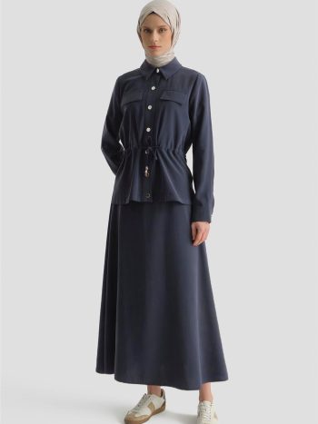 Navy Blue Tie-Waist Set