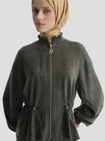 Khaki Suit with Cropped Jacket