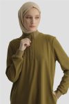 Zipper Detail Basic Tunic in Olive Green