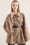 معطف ترينشو أليرلي بالشطرنج - اللون البني