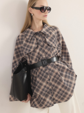 Allerli Plaid Trench Coat - Black