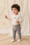 Embroidered Bodysuit Set 0-3 Years Light Beige
