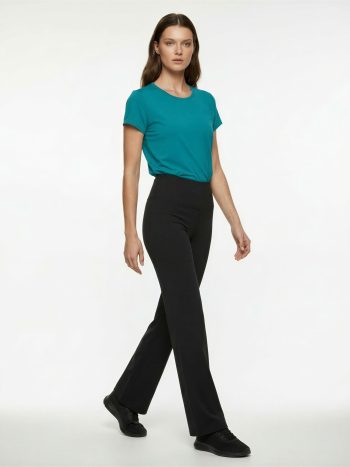 Koton X Sibil Çetinkaya - High-Waisted Spanish Flare Sports Leggings with Folded Seam Detail