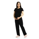 Anne Maternity Pajama Set with Boat Neck Short Sleeve Cropped Leg