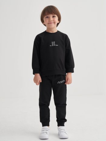 Basic Printed Tracksuit Set 2-7 Years Black