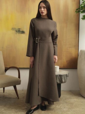 Belt Buckle Detailed Mink Dress