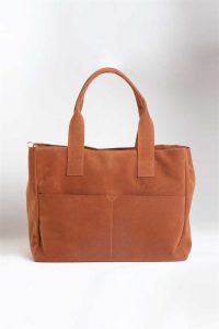 Large Suede Handbag in Tan