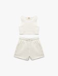 Girls' Cotton Sleeveless Crop Top and Tie-Waist Shorts Set