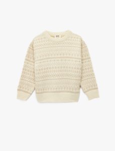Girls' Long Sleeve Turtleneck Patterned Knit Sweater