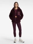 Oversize Hooded Long Sleeve Zip-Up Fleece Jacket with Pocket Detail