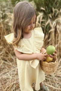 Yellow Dress with Lace Hem and Back for Ages 2-7