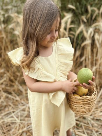 Yellow Dress with Lace Hem and Back for Ages 2-7