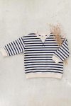 Striped Karyoka Detail Seasonal Sweatshirt 2-12 Years Navy Blue