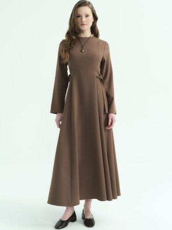D Buckle Detailed Long Mink Dress