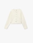 Girls' Buttoned Long Sleeve Biker Neck Crop Tweed Jacket