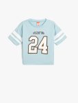 Men's Baby Sports T-Shirt with Print Detail, Color Block, Short Sleeves, and Crew Neck