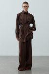 Brown High-Neck Pleated Set