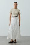 Gabardine Skirt in Ecru with Stitching Details