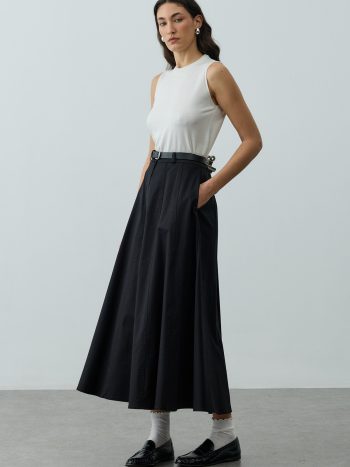 Dikiş Detaylı Gabardin Etek Siyah