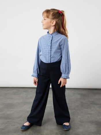 Girls' Viscose Blend Wide-Leg Pants with Pockets