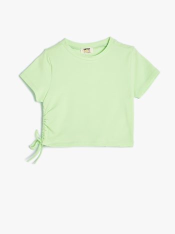 Short Sleeve T-Shirt with Shirring Detail and Crew Neck