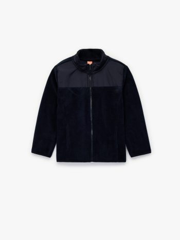 Erkek Bebek Uzun Kollu Cepli Dik Yaka Fermuarlı Polar Sweatshirt