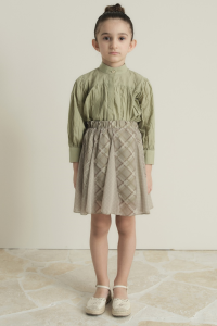 Plaid Chiffon Print Skirt - Çağla
