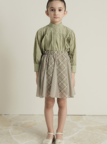 Plaid Chiffon Print Skirt - Çağla