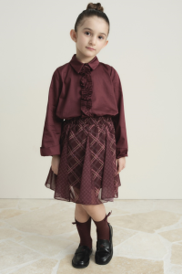 Plaid Chiffon Print Skirt - Mulberry