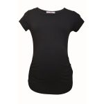 Black Bicycle Collar Short Sleeve Maternity T-Shirt for Women