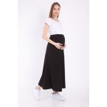Black Belt-Adjustable Elastic Waist Long Maternity Skirt for Women