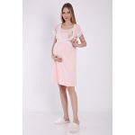 Pink Women's Lace Front-Slit Maternity Nightgown