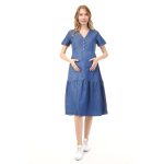 Mavi Women's Button-Front and Pocket Denim Maternity Dress