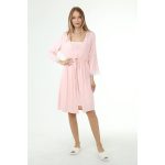 Pembe Kadın Dantelli Sabahlıklı Hamile Pijama 2'li