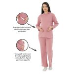 Rose Quartz Knitted Hooded Maternity Top and Pants Set for Women