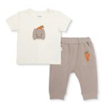 Bebetto Baby Carrot Animal Print Boys' T-shirt and Footless Pants Set