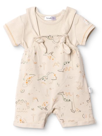 مجموعة بيبيتو للصبيان: بدلة شورت مع تيشرت ديناصور، ياقة دراجة، أكمام قصيرة، وأرجل مرنة