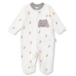 Bebetto, Men's, Footed Jumpsuit, Animal Print, Snap Closure, Baby Carrot, Crew Neck, Long Pants, Long Sleeve