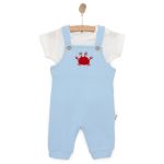 Newborn Baby Boy Romper-T-Shirt 2-Piece Set Crew Neck Short Sleeve Ecru