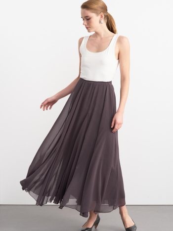 Eva Layered Long Skirt in Anthracite