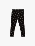 Girls' Ribbed Slim Fit Bow-Print Cotton Leggings