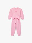 Girls' Printed Long-Sleeve Round Neck Fleece-Lined Tracksuit