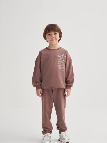 Embroidered Tracksuit Set 2-7 Years Milk Coffee