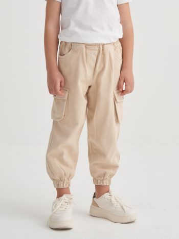 Gabardin Kargo Pantolon 2-7 Yaş Bej