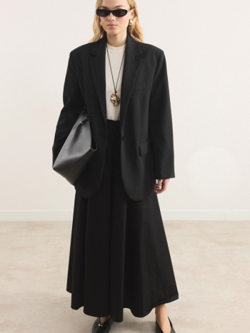 Gabardine Flared Skirt - Black