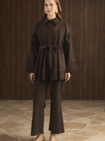 Gemma Bel Tünelli Kot Takım - Kahve