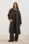Wide Collar Long Trench Coat Anthracite